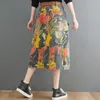 Skirts Denim Long Womens 2022 Summer Jean Skirt Vintage High Waisted Printed Party Loose Midi Maxi Jupes Feminina