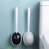 Cepillo de baño de silicona para accesorios de WC, cepillo de baño drenable, herramientas de limpieza montadas en la pared, juegos de accesorios de baño para el hogar 220624