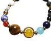 Bangle Universe Planets Beads Bracelet Unisex Fashion Natural Solar System Энергия Земля Луна плетеные ювелирные украшения LARS22