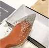 Women sandals top quality non slip fashion comfortable Simplicity lady pointed toe thin heel female transparent rhinestone versatile casual sandals G73015