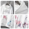 Chinese Style Couple Hooded Men's Autumn Thin Loose National Trend Cherry Blossom Pink Crane Casual Men 220325