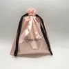 Smoothly Silk Hair Bags Cloth Shoes Jewelry Packaging Gift Wrappling Bright Satin Dustproof Drawstring Pouch Custom Print 220704