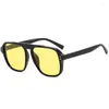 Солнцезащитные очки мужские ретро с одним мостом желтые заклепки дизайнерские большие квадратные женские солнцезащитные очки модные мужские оттенки zonnebrilsunglasses
