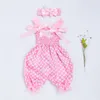 Neugeborenes Baby Mädchen Pumphose Blumenstrampler mit Stirnband Kleidungssets Kleinkind Windelüberhosen Säuglingsshorts Rüschen kurze Kinderoutfits M4167