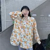 Chemisiers pour femmes Chemises Femmes Harajuku Imprimé Conception Simple Lâche Collège Unisexe Loisirs Ly Tops All-match Élégant Dames Printemps Long Slee