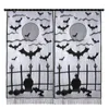 Cortinas de Halloween, cortinas de encaje de murciélagos negros, ventana, Panel de puerta de Imp, decoración para Halloween, cortinas