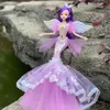 Klassische Prinzessin Puppen gemeinsame bewegliche Hochzeit Fischschwanz Puppe 3D Augen Kleidung Dress-up Spielzeug Mädchen Geburtstagsgeschenk 17,7 Zoll