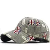 الكرة قبعات المملكة المتحدة العلم غسلها القطن قبعة بيسبول للجنسين رسائل الكتابة على الجدران للرجال عارضة قابل للتعديل القبعات في الهواء الطلق
