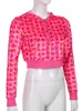Sweetown Pink Velvet Cute Y2K Hoodies Women Heart Print Kawaii Jackets Zip Up Long Sleeve Cropped Sweatshirts Autumn Tops 220722