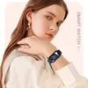 Новый красный белый силиконовый ремешок Smart Britbands Smart Watch Women Pull Screen Touch IP67 водонепроницаемый сердечный рисунок крови кислородный монитор для iOS Android Sport SmartWatch