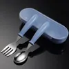 Portable Kids Dinnerware Set Stainless Steel Spoon Fork Tableware Outdoor Picnic Cutlery With Storage Box