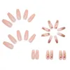 False Nails 24Pcs/Box Long Ballerina Rose Design Artificial Coffin Fake With Glue Full Cover Nail Tips Press On Prud22