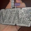 Gelb-weiß vergoldete Ice Out Bling CZ-Stein-Halskette mit individuellem Namensbuchstaben-Anhänger und 3 mm 24-Zoll-Seilkette für Männer und Frauen