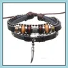 Charm Bracelets Leather Bracelet Genuine Wooden Bead Infinity Drop Delivery 2021 Jewelry Dhseller2010 Dhu95
