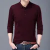 6% Wool High Quality Designer Fashion Brand Solid Color Casual Japanese Polo Shirt Men Long Sleeve Tops Mens Clothing 220402