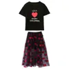 Summer Children's Clothing Sets for Girls Cotton Heart Shirts + Skirts 2pcs Sets School Clothes Sets for Girls 3 5 7 9 11 Years 220509