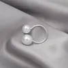 Wedding Rings Hip Hop Korean Fashion Pearl Ring Exaggerated U-shaped Opening Adjustable Size Women Elegant Lady Jewelry GiftWedding