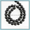 Stone Loose Beads Jewelry Black Lava Volcanics Round 16" Per Strand 6 8 10 12 Mm Pick Size For Dyi Making Drop Delivery 2021 Cdegn