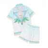 New Casablanc lucid dreams island scenery color temperament Satin short sleeve Silk Shirt Dress Shirts Casual