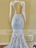 Najnowszy 2020 Sky Blue Mermaid Prom Dresses Off Ramię Koronki Aplikacje Zroszony Puffy Tulle Sweet 16 Długie sukienki Plus Size Suknie wieczorowe