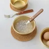 한국 골드 쌀 와인 그릇 알루미늄 라운드 Makgeolli 와인 컵 부엌 조미료 요리 음식 담그는 소스 용기 손잡이