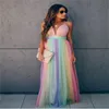 Maternity Dresses Pography Long Pregnancy Po Shoot Prop For Baby Showers Party Rainbow Tulle Pregnant Women Maxi Gown 753 E3