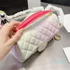 Rainbow Gradient Mini Flap Bag Lambskin Handle Pendant Classic Quilted Gold Hardware Leather Chain Shoulder Crossbody Handbag Designer