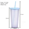 12 Kolor Dwuwarstwowa Warstwa Plastikowa Słomy Kubek Frosted Handy Cup Portable Outdoor Sports Tumblery Przezroczyste Plastics Słomy Kubki Morzem T9i001888