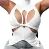 Womens 섹시한 T 셔츠 조끼 2022 여름 신제품 솔리드 컬러 스레드 스탠드 칼라 맞춤형 중공 탑 슬림 탑스