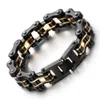 Mode Mens Kvinnor Bike Chain Armband Biker Smycken Guld Svart Pläterad Rostfritt Stål Motorcykel Cykel Länk Kedja Armband Bangle 8.66 "* 16mm