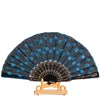 Art Folding Fan Wedding Party Peacock Tail Feather Crafts Print Chinese Style Home Decor Embroidery Carved Hand Fan Inventory Wholesale