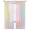 Rainbow Pink Morning Glow Window Treatment Tulle Modern Sheer Curtain for Kitchen Living Room the Bedroom Decoration 220511