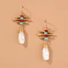 Dangle & Chandelier Bohemian Vintage Metal Drop Earrings Hanging Pearls Fine Rhinestone Jewelry Accessories For Women