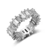 Ring Kubikzirkonia Emerald Cut Ringband für Frauen 14k Gold /Silber verplatzt