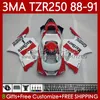 Bodys kit para yamaha tzr-250 tzr 250 tzr250 r rs rr 88-91 bodywork 115No.9 ypvs 3ma tzr250r 88 89 90 91 tzr250-r tzr250rr 1988 1989 1990 1991 feiras de moto branco vermelho blk