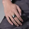 Bröllopsringar kinesisk stil taoism yin yang fisk taiji map titanium stål ring rostfri mäns taoist