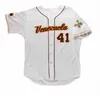 GlnC202 2006 Venezuela World Baseball Classic Jersey 41 Victor Martinez 31 Zambrano White Red Stitched Name Number