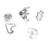 5pcs / set Anelli vintage per le donne Boho Geometric Silver Turtle Whale Tail Waves Ring Set Knuckle Finger Charm Ring Party Gift Jewelry