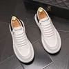 Italy Classic Business Wedding Dress Party Shoes Fashion White Lace Up Vulcanize Casual Sneakers Breathable Round Toe Thick Bottom Leisure Walking Loafers N33