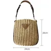 Designer Rattan Basket Sachs for Women Straw Tito Sacos de caçambas Marca Redonda Bolsa de ombro Feminino Bolsas Femininas Bolsas 2022 INS G220531