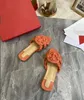 Flat Sandals Women's 2022 New Fashion Square Head Woven One-Word Slippers Sommar All-Match Open-Toe Women's Shoes