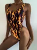 Baddräktflamma tryckt badkläder bodysuit kvinnor bikini kvinnlig sexig mjuk väska triangel baddräkt 220622