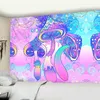 Tapisserie de champignons psychédéliques, tapis abstrait coloré, tenture murale pour la maison, dortoir, décor fantaisie J220804