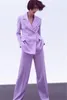 Women's Two Piece Pants Pink Notched Lapel Lady Jacket Pant Suits For Weddings Womens Business Blazer Female One Button Coat Trouser TuxedoW