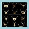 Pendentif Colliers Pendentifs Bijoux 12 Zodiaque Avec Carte-Cadeau Constellation Signe Sier Chaînes Collier Pour Hommes Femmes Mode En Bk Drop Deliv