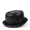 القبعات أزياء الرجال قبعة فيدورا جلد مسطح فطيرة لحم الخنزير للرجل الرامي جاز صن كبير 4 الحجم S M L XL القبعات القبعات