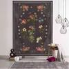 Tapestry Hand Drawn Floral Sketch Carpet Wall Hanging Boho Botanical Art Psyche