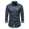 Mens Business Casual Social Shirts Brand Slim Fit Long Sleeve Dress Shirt Män Knacka ner Chemise Homme Camisas HOMBRE XXL L220704