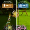 Zonne -waterval RGB Warm witte wetslampen Tuindecoraties Outdoor Water kan met trapsgewijze lichten hangende waterdichte tuindecor voor buiten geschikt