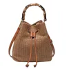 Neue Tragbare Stroh Tasche Sommer Koreanische Mode Eine Schulter Umhängetasche Bambus Eimer frauen Bag220614